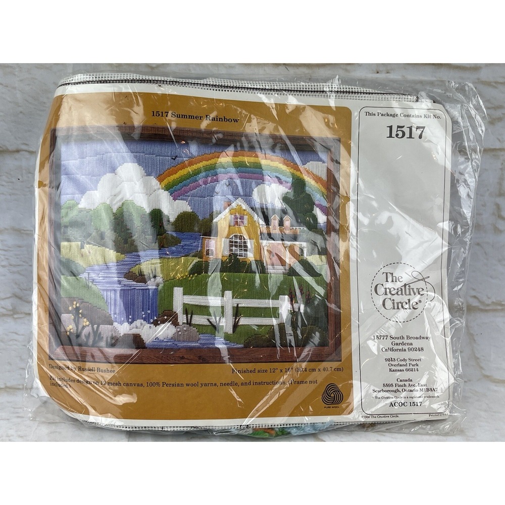 Summer Rainbow Longstitch Needlepoint Kit - 1984 The Creative Circle Kit # 1517